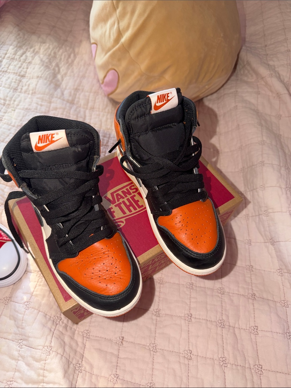 Nike High-Top Sneakers in Orange, Black and White